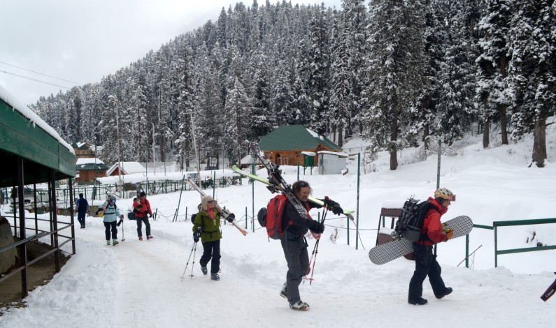 Tourists enjoy at Gulmarg